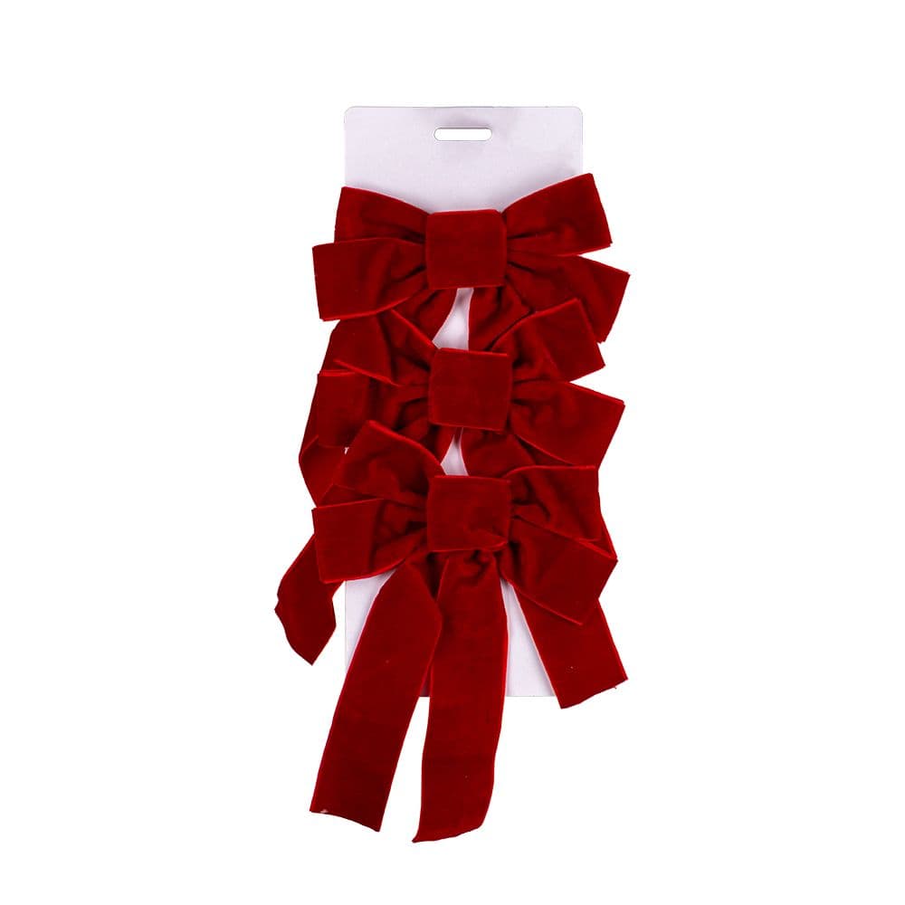 Set 3 Funde Red din Catifea 16x24cm