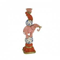 Suport pentru Lumanare Pink Elephant din Rasina 13x9x31cm 54381
