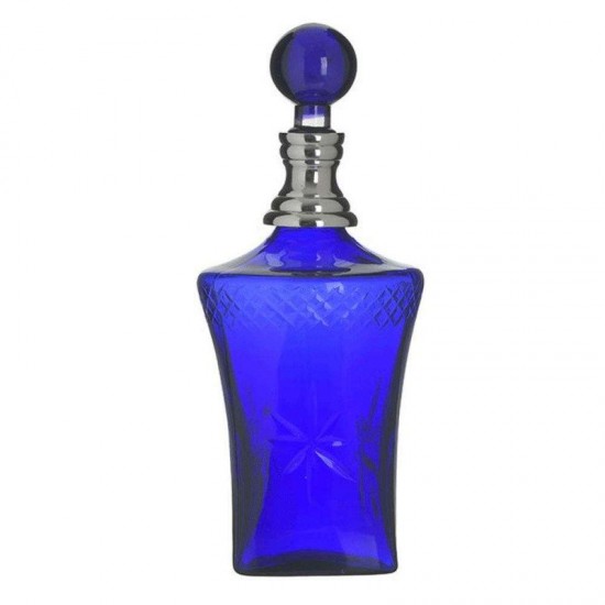 Decantor Blue Silver din Sticla 11x11x30cm Accesorii de Bucătărie și Veselă