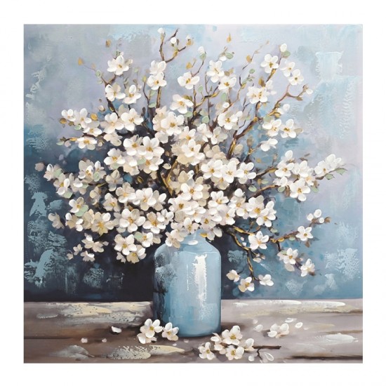 Tablou Blue White Vase of Daisies 80x80cm Tablouri