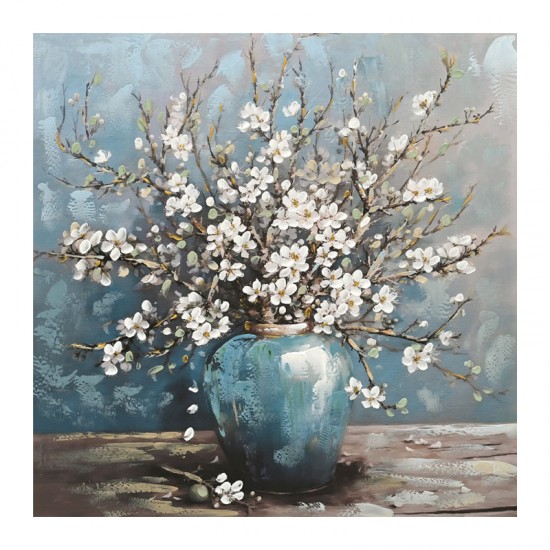 Tablou Blue White Vase of Daisies 80x80cm Tablouri