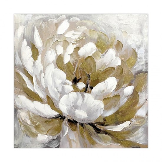 Tablou White Gold Flower 80x3x80cm Tablouri pe Canvas