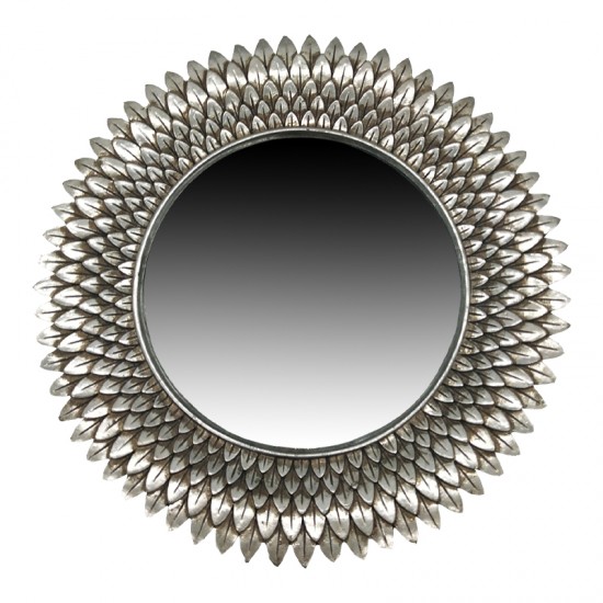 Oglinda Silver din Rasina D30cm Oglinzi din Lemn - Rășină