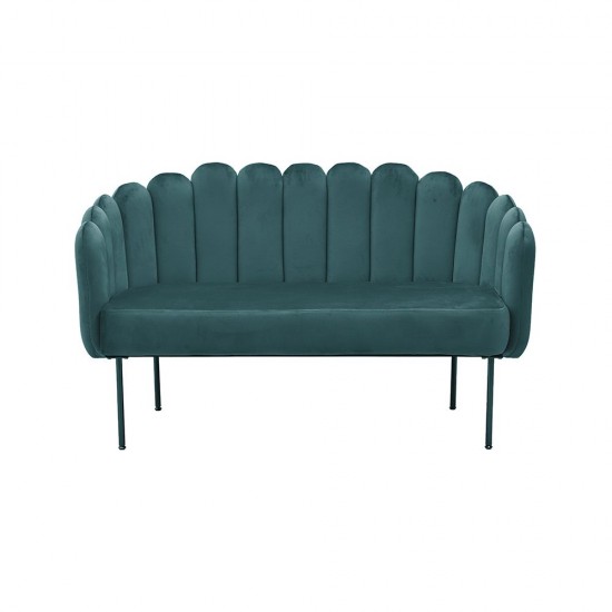 Canapea Dark Green din Catifea cu Metal 140x60x73cm Mobilier