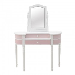 Dresser White Pink din Lemn cu Oglinda 105x40x142cm