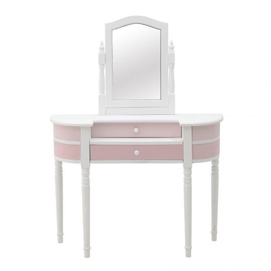 Dresser White Pink din Lemn cu Oglinda 105x40x142cm Mobilier
