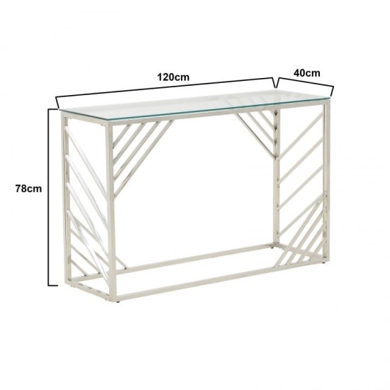 Consola Silver din Metal cu Sticla 120x40x78cm Console