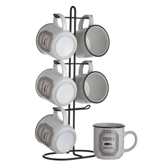 Set 6 Cani White Pink din Portelan 16x10x36cm Accesorii pentru Bucătărie și Veselă