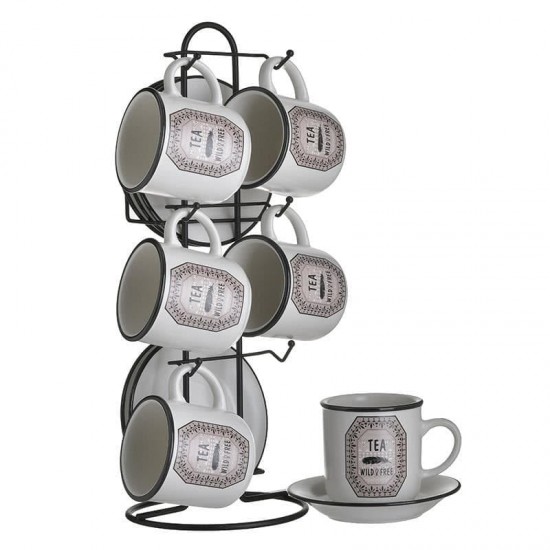 Set 6 Cesti White Pink din Portelan 18x12x34cm Accesorii pentru Bucătărie și Veselă