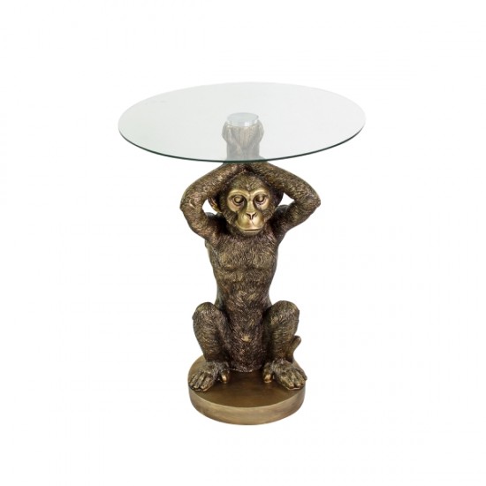 Masa Golden Monkey din Rasina cu Sticla D40x52cm Mese pentru Cafea