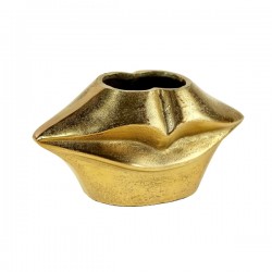 Vaza Golden Lips din Aluminiu 26x14x13cm