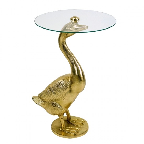 Masa Gina Golden din Aluminiu cu Sticla 56x46x76cm Mese pentru Cafea