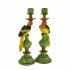 Suport pentru Lumanare Green Yellow Parrots din Rasina D14x40cm 