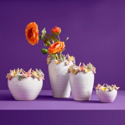 Vaza White Multicolor Butterflies din Ceramica D19x15cm 56856