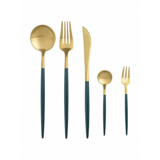 Set 24 Tacamuri Green Gold din Inox Tacâmuri