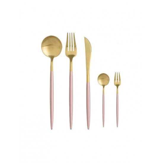 Set 24 Tacamuri Pink Gold din Inox Tacâmuri