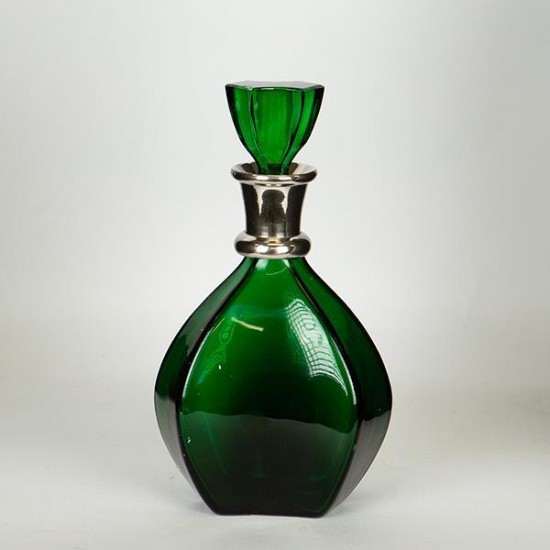 Decantor Dark Green din Sticla cu Metal 14x8x28cm Accesorii de Bucătărie și Veselă