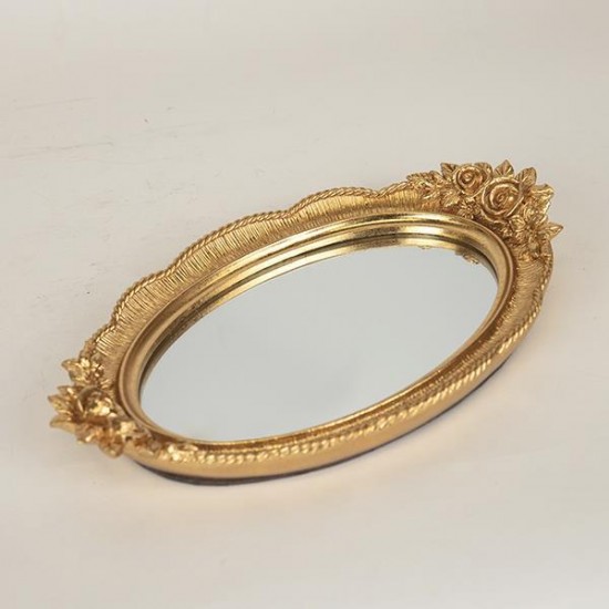 Tava Gold din Rasina cu Oglinda 30x19x4cm Decorațiuni