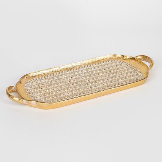 Tava Gold White din Rasina 35x3x16cm Tavi Decorative