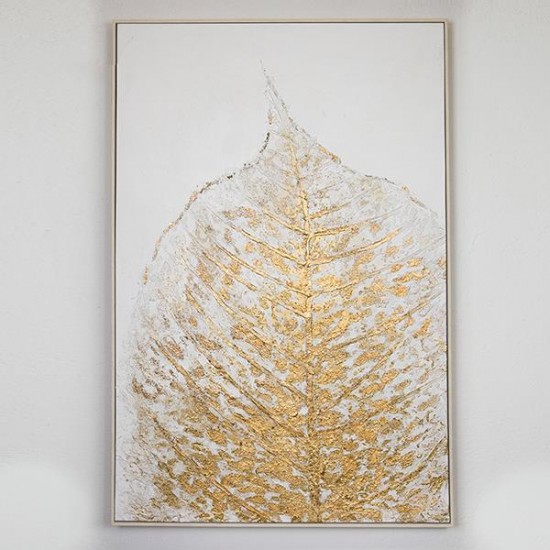 Tablou White Gold Leaf 82x122x5cm Tablouri