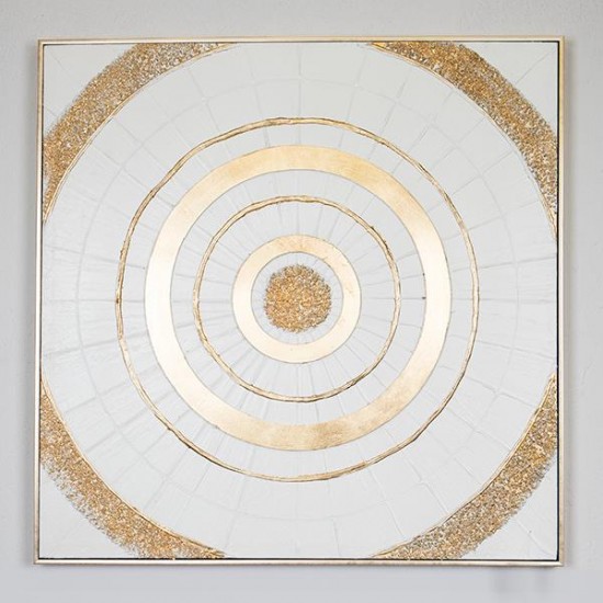 Tablou White Gold Circles 82x82x5cm Tablouri pe Canvas