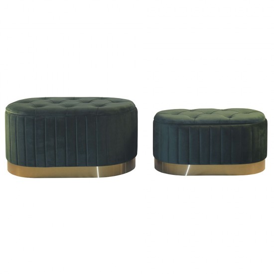 Set 2 Taburete Emerald Green din Catifea 83x48x42cm Taburete