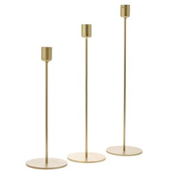 Set 3 Suporti pentru Lumanari Gold din Metal D9x35cm