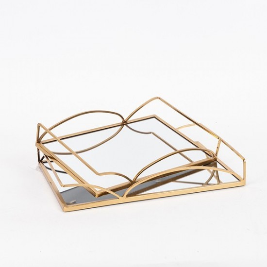 Set 2 Tavi Gold din Metal cu Oglinda 35x25x5cm Decorațiuni