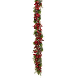 Ghirlanda Red Berries Pine Cones 180cm 