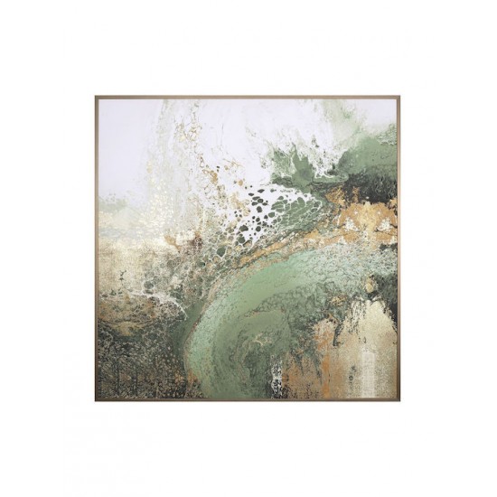 Tablou Abstract Gold Green 100x3x100cm Tablouri pe Canvas