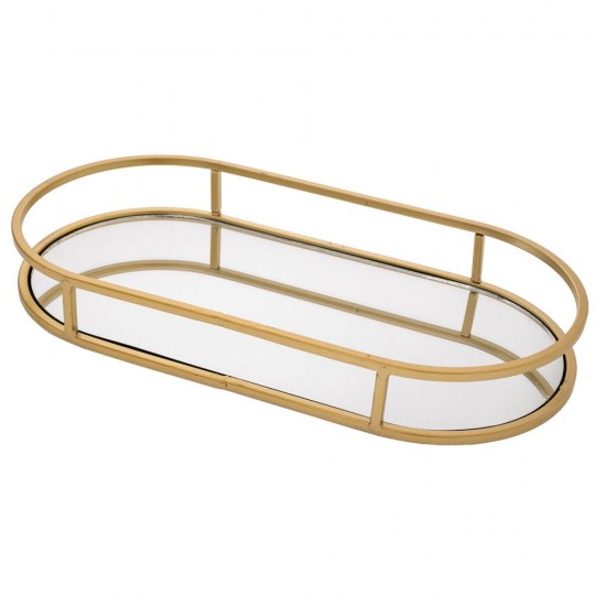 Tava Gold din Metal cu Oglinda 34x15cm Decorațiuni