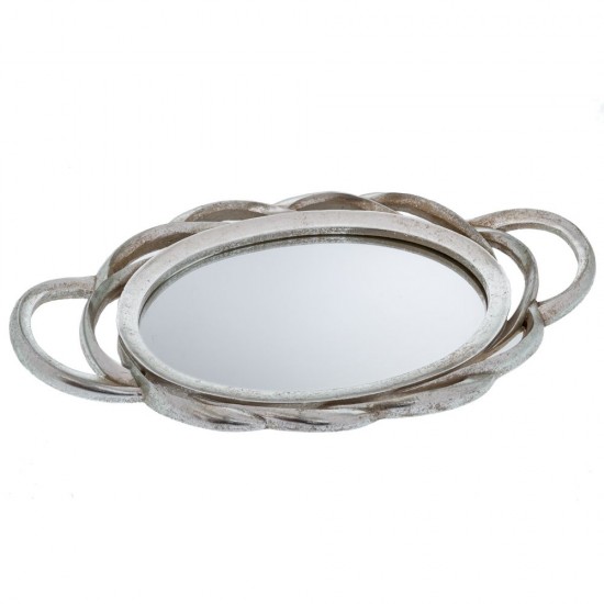 Tava Silver din Rasina cu Oglinda 49x28cm Decorațiuni