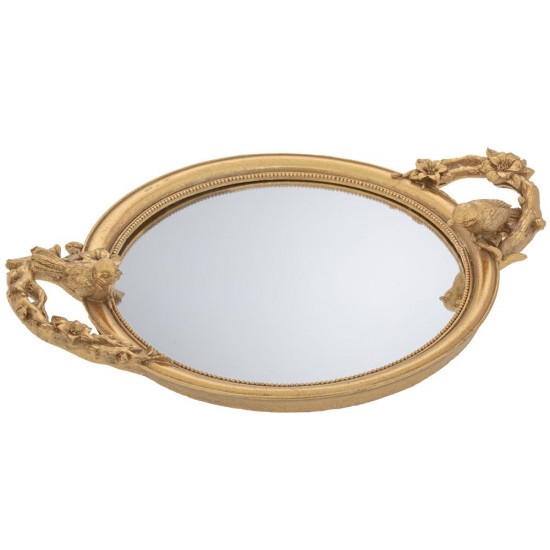 Tava Gold din Rasina cu Oglinda 36x26x5cm Decorațiuni
