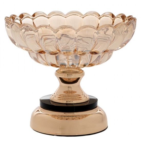 Bol Amber din Sticla cu Metal D19x16cm Decorațiuni