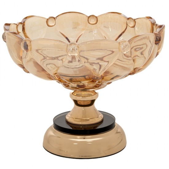 Bol Amber din Sticla cu Metal D24x20cm 90138 Platouri - Boluri