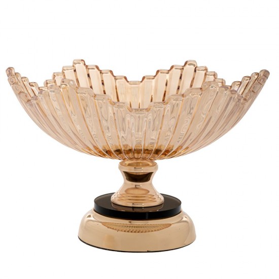 Bol Amber din Sticla cu Metal D29x21cm 90139 Platouri - Boluri
