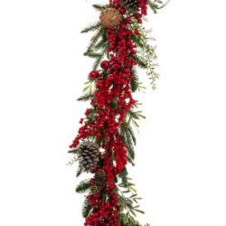 Ghirlanda Pine Cones Red Berries 180cm