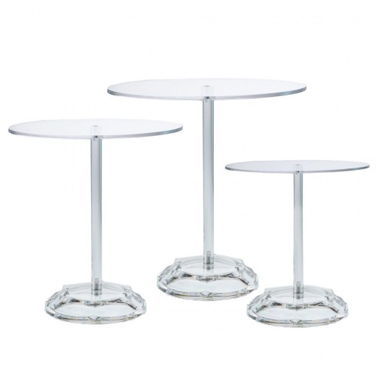 Set 3 Etajere Transparente din Acril D20x19, D24x24cm, D30x29cm Decorațiuni
