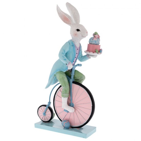 Figurina Blue Pink Bunny din Rasina 23x13x46cm Decorațiuni