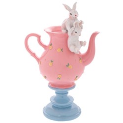 Decoratiune Pink Blue Bunnies din Rasina 22x14x335cm 