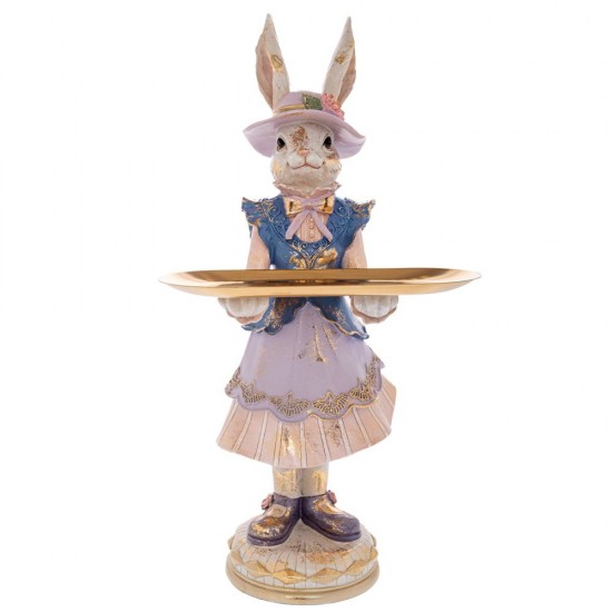 Figurina Easter Bunny Pink Gold din Rasina 30x26x60cm Decorațiuni