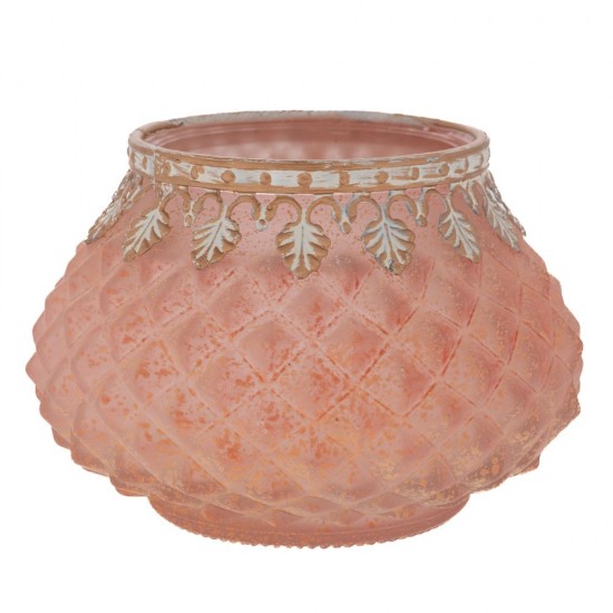 Borcan Pink Gold din Sticla cu Metal D12x8cm Decorațiuni