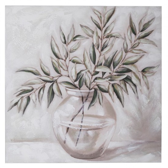 Tablou White Green Plant Vase 80x80cm Tablouri