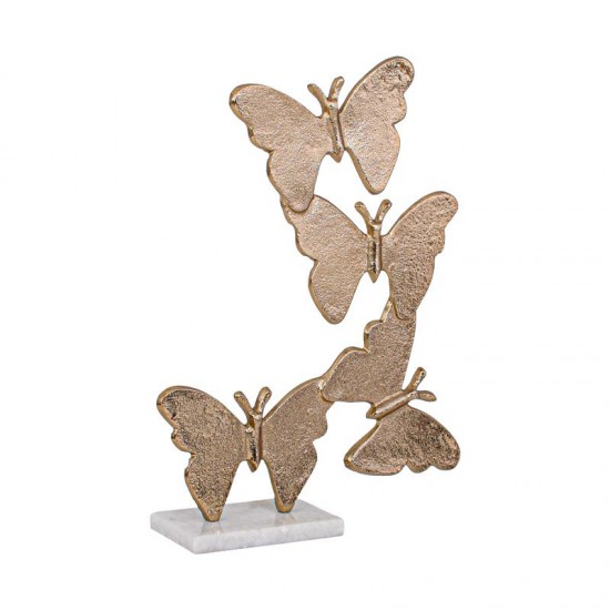 Decoratiune Golden Butterflies din Aluminiu cu Marmura 28x9x38cm Decorațiuni