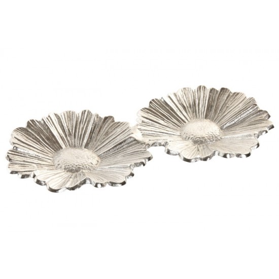 Platou Silver Flower din Aluminiu 35x18x3cm Accesorii de Bucătărie și Veselă