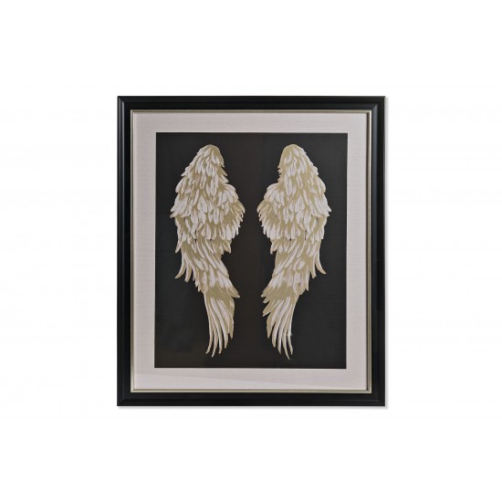 Tablou Black Golden Wings din Lemn cu Metal 56x2x66cm Tabluri din Metal