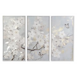 Set 3 Tablouri White Flowers 150x4x100cm