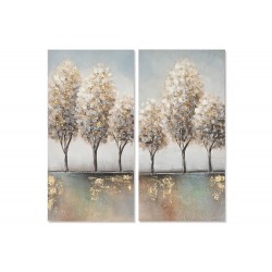 Tablou Blue Golden Trees 30x60cm