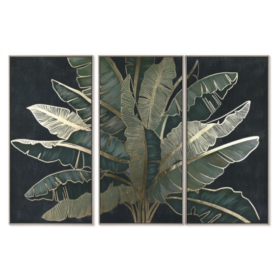 Set 3 Tablouri Green Leaves 180x4x120cm Tablouri