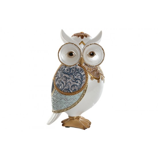 Bufnita White Blue din Rasina 11x9x19cm Decorațiuni